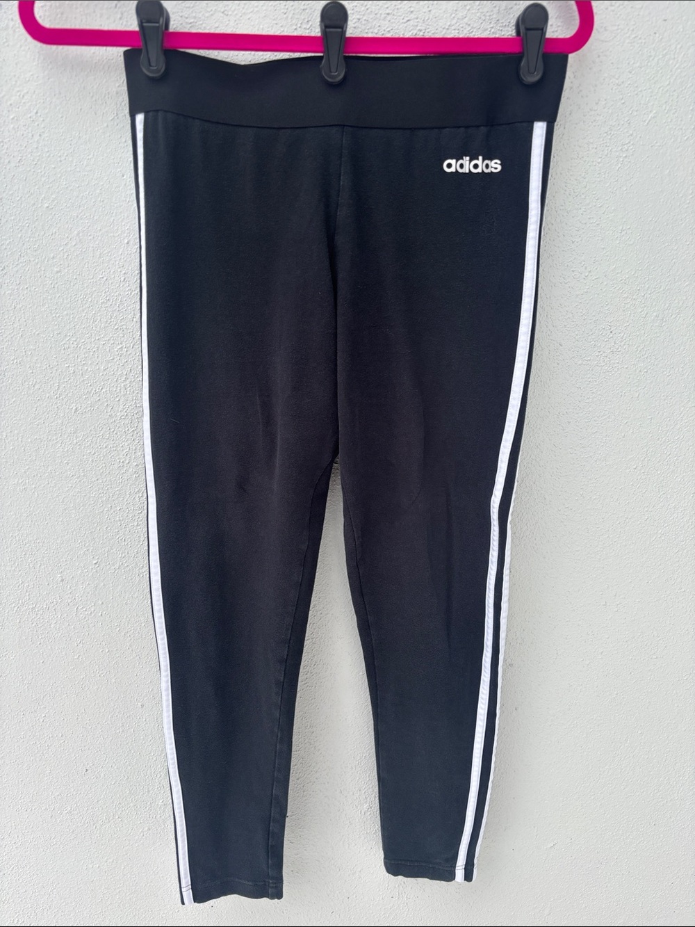 adidas Black Leggings with White Side Stripes - Women